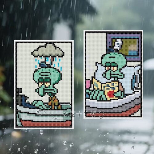 十字绣卡套卡通比奇堡章鱼哥