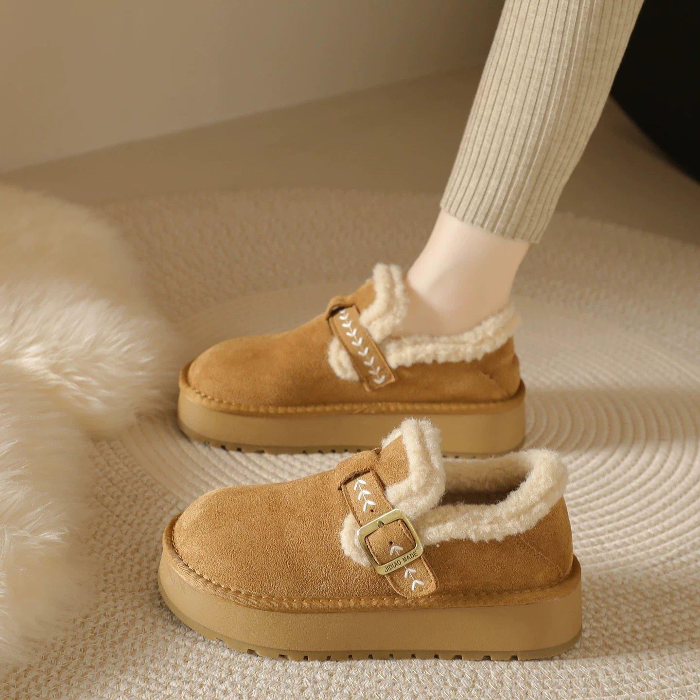 厚底加绒勃肯鞋女款2025冬季新款加绒加厚雪地靴保暖全包毛毛棉鞋,女鞋,时尚雪地靴,淘宝优惠券,粉丝福利购,淘宝优惠卷