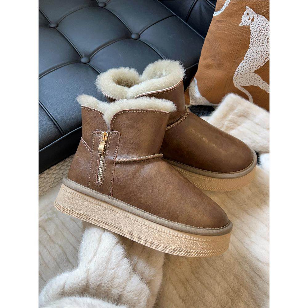 东北防水厚底雪地靴女羊皮毛一体冬季2025新款短筒靴加绒保暖棉鞋,女鞋,时尚雪地靴,淘宝优惠券,粉丝福利购,淘宝优惠卷