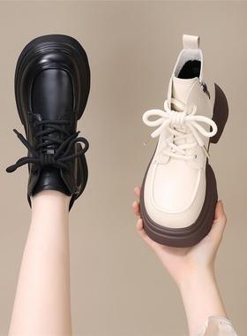 白色厚底马丁靴女2025新款秋冬加绒英伦风低帮短靴轻便软底大码41