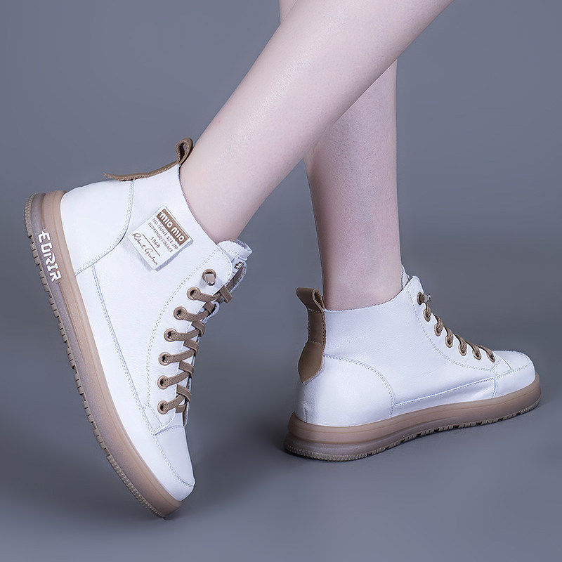 真皮加绒短筒女靴 2025秋冬新款马丁靴 牛筋底高帮女鞋 头层牛皮