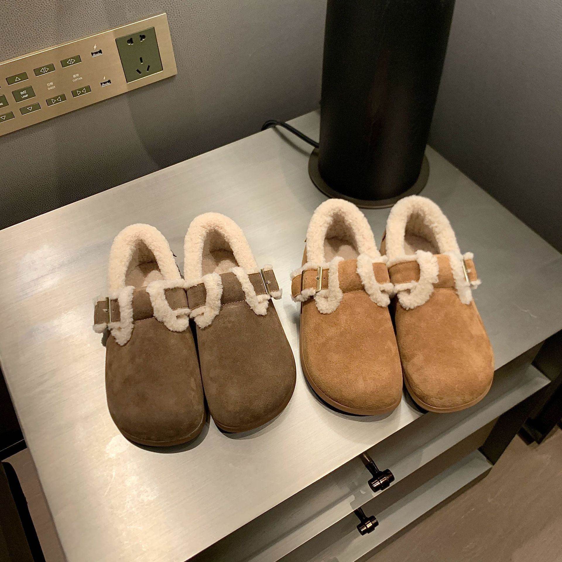 羊羔毛复古加绒保暖磨砂百搭大头鞋毛毛鞋平底休闲棉鞋勃肯鞋女冬,女鞋,棉鞋,淘宝优惠券,粉丝福利购,淘宝优惠卷