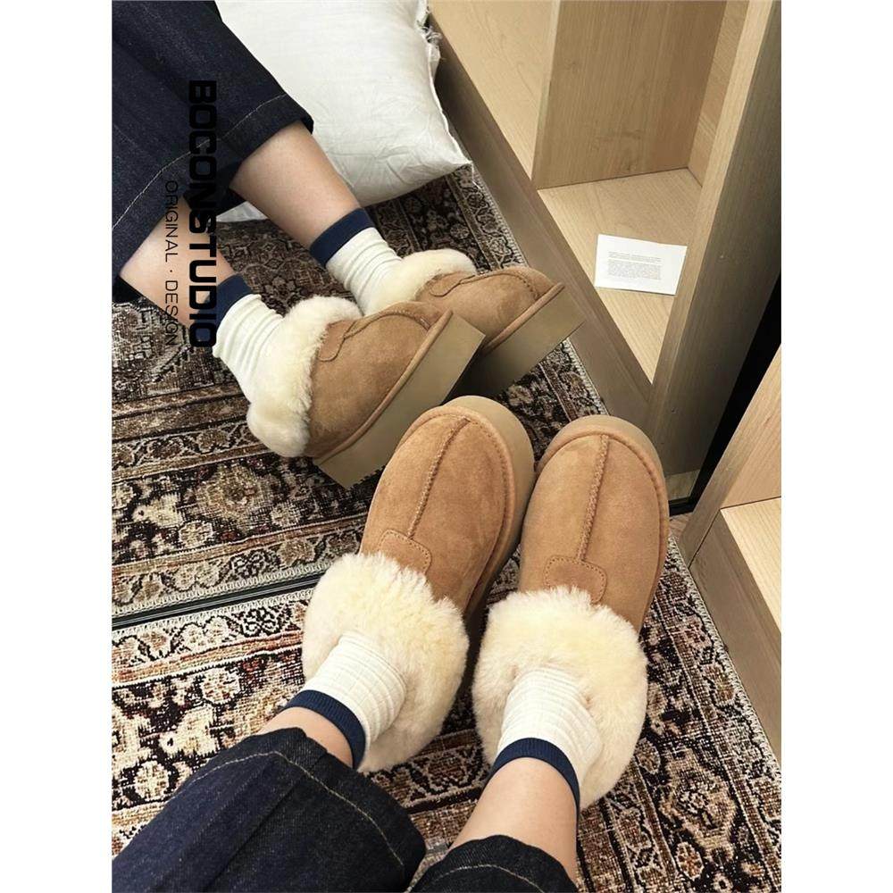 桑坡真皮羊毛雪地靴女冬季加绒加厚保暖东北棉靴厚底增高短筒靴子,女鞋,时尚雪地靴,淘宝优惠券,粉丝福利购,淘宝优惠卷