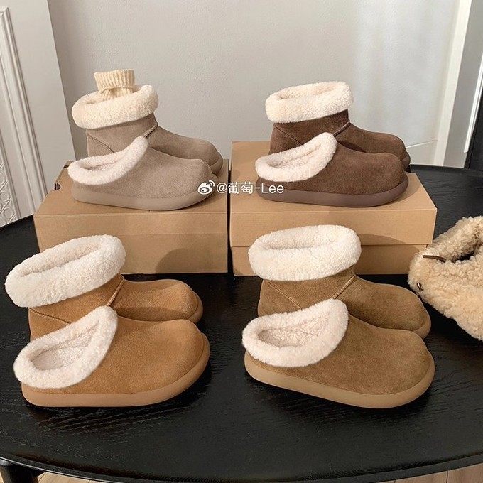 葡萄妈同款两个版本2025冬新款百搭圆头厚底保暖毛毛短靴勃肯半拖,户外/登山/野营/旅行用品,雪地靴,淘宝优惠券,粉丝福利购,淘宝优惠卷