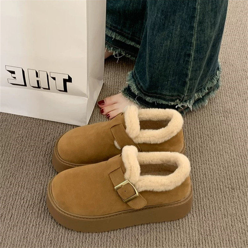 厚底加绒勃肯鞋女保暖雪地靴2025新款冬季一脚蹬乐福鞋低帮棉鞋子,女鞋,勃肯鞋/软木鞋,淘宝优惠券,粉丝福利购,淘宝优惠卷