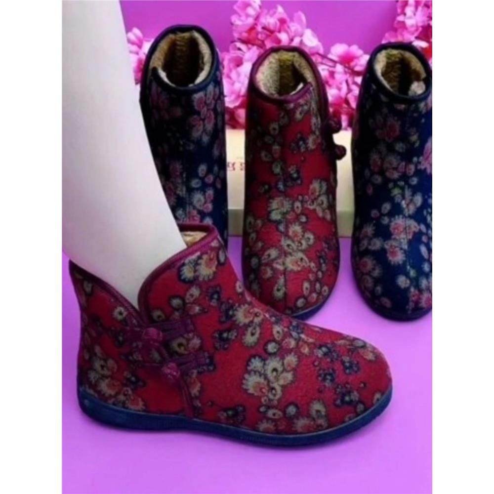 老北京覆古妈妈鞋加绒加厚高帮保暖鞋防滑舒适奶奶鞋平底布鞋棉鞋