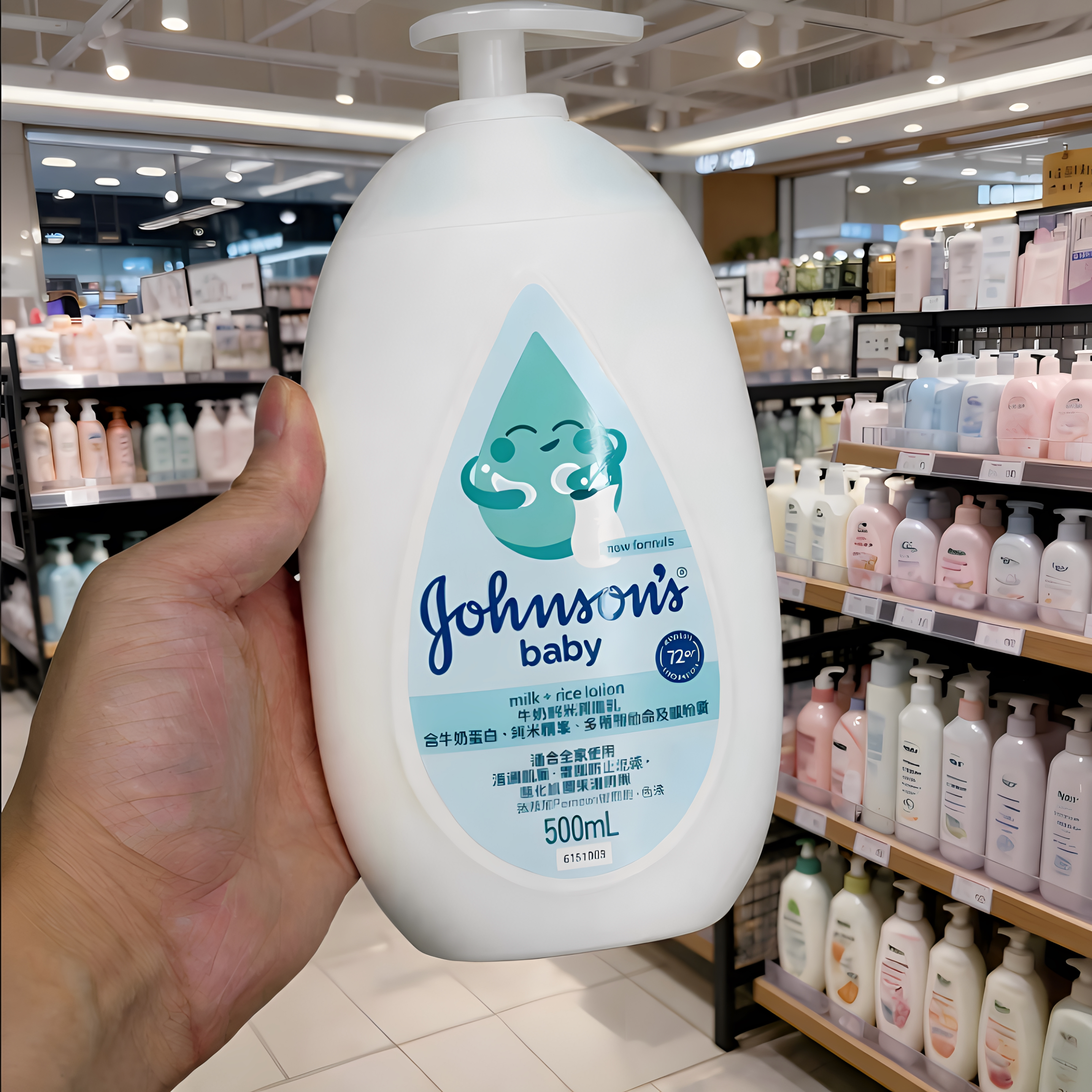 港版 强生婴儿润肤乳露霜500ml牛奶纯米润肤露包邮温和保湿全身