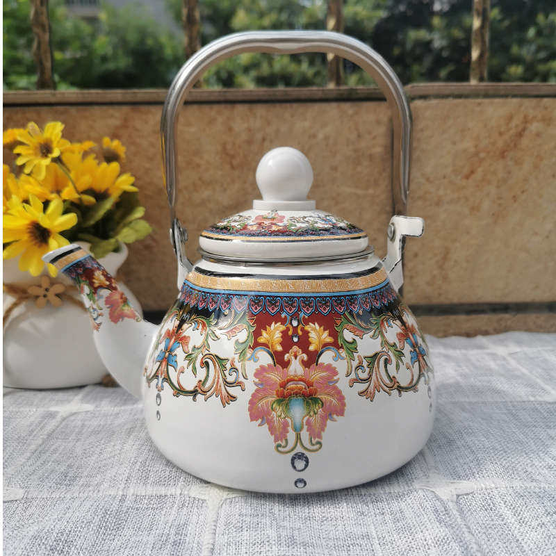 功夫搪瓷茶壶 1L 泡茶壶 奶茶壶 迷你小水壶 带过滤网 电磁炉通用