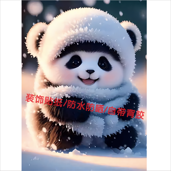 治愈系可爱萌宠大熊猫自粘贴画室内墙贴儿童房卫生间柜子装饰贴纸图片