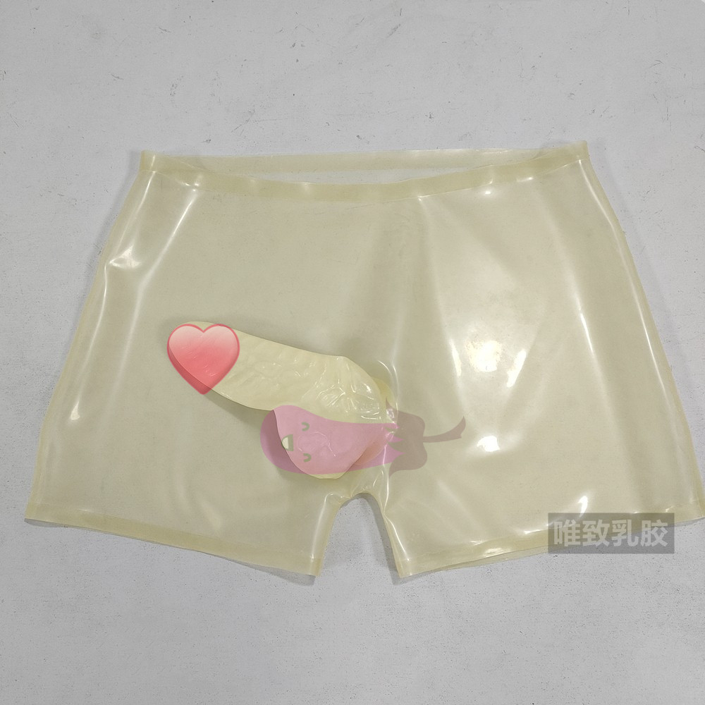 纯天然乳胶衣内衣内裤短裤男士平角裤JJ套紧身光滑透明定做定制