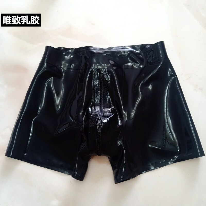 男士款紧身立体开裆拉链乳胶衣