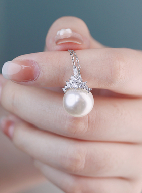 国产铜14K包金 冰雪女王珍珠耳钉吊坠套装 DIY配件S925银针饰品女