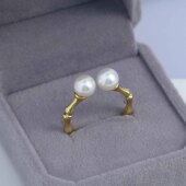 DIY珍珠配件新款 铜镀金竹节清雅古典戒指空托时尚 精美百搭