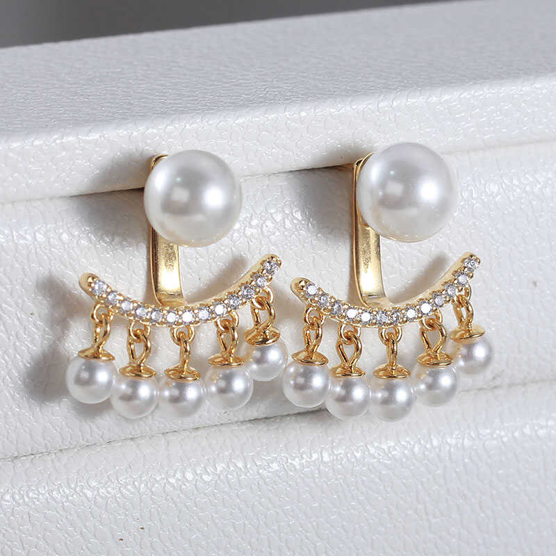 镶钻流苏珍珠配件S925纯银精致