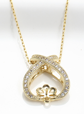 diy14k国产吊坠托锆石配件珍珠