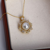 DIY珍珠配件新款 百搭 铜镀金轻奢镶锆宫廷风复古吊坠空托时尚