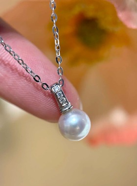 DIY珍珠配件新款S925纯银竖线条镶钻吊坠空托时尚简约精致通勤