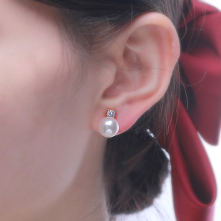 铜镀18K金王妃款镶锆石珍珠耳夹耳饰空托DIY配件  无耳洞可佩戴女