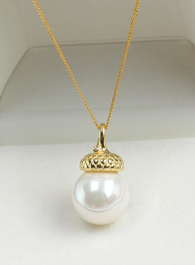 锅盖帽子款珍珠项链吊坠空托