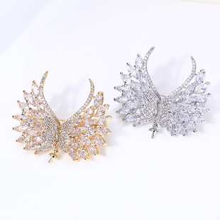 铜镀真金胸针配件空托 珍珠玉石  天鹅羽毛胸针DIY配饰配件