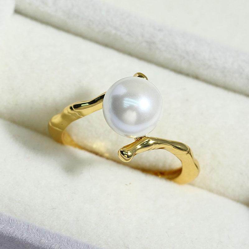 DIY珍珠配件新款S925纯银戒指