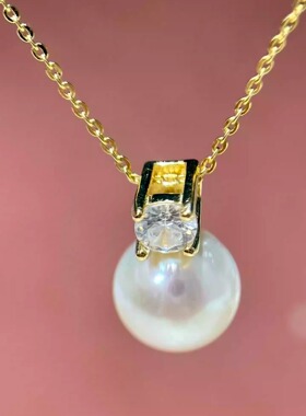 DIY珍珠配件新款S925纯银锆石镶钻简约吊坠空托时尚精致百搭通勤