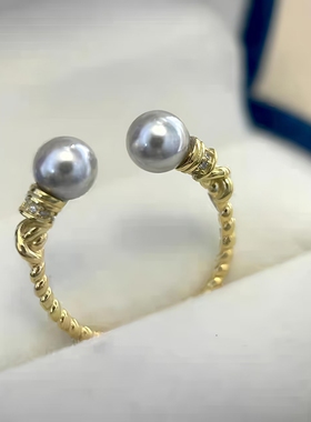 DIY珍珠配件麻花结戒指空托