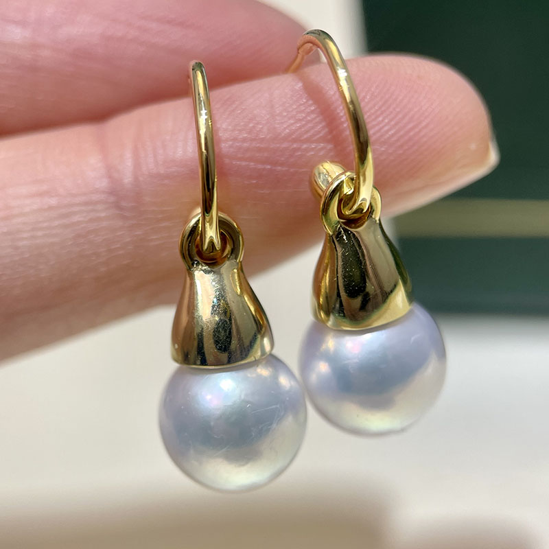 铜镀注金光面晚宴风珍珠耳钉耳饰