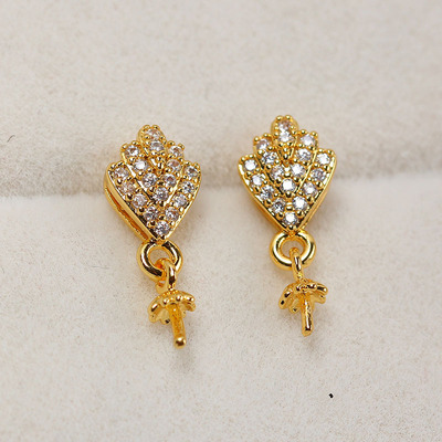 铜镀金女珍珠配件DIY空托