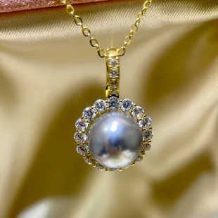 DIY珍珠配件 铜镀18K金太阳花女神锆石吊坠可打开卡扣式坠子空托