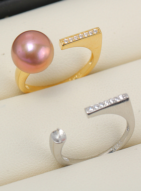 S925纯银镶嵌锆石单排开口戒