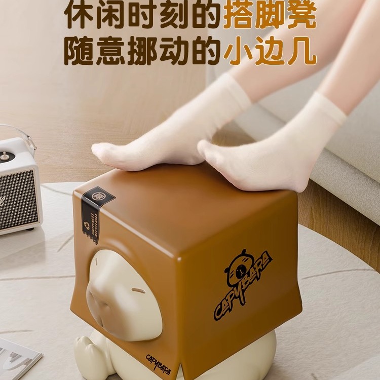 卡皮巴拉换鞋凳客厅玄关入户门口家用可移动小凳子创意卡通小茶几
