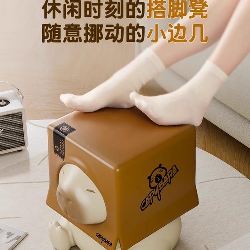 卡皮巴拉换鞋凳客厅玄关入户门口家用可移动小凳子创意卡通小茶几