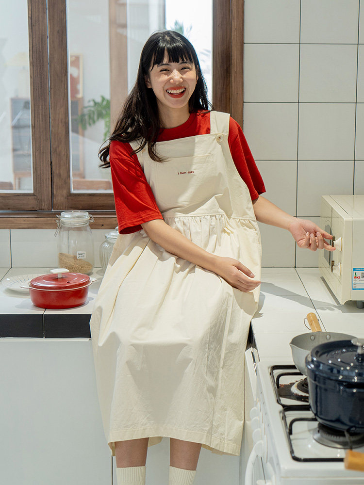 df Japanese small fresh letter embroidered suspenders skirt loose knee length slim girl dress