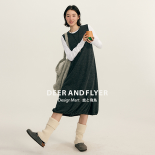 无袖 鹿与飞鸟 灰灯笼连衣裙 Days 圆领廓形感懒人打底裙6509 Warm