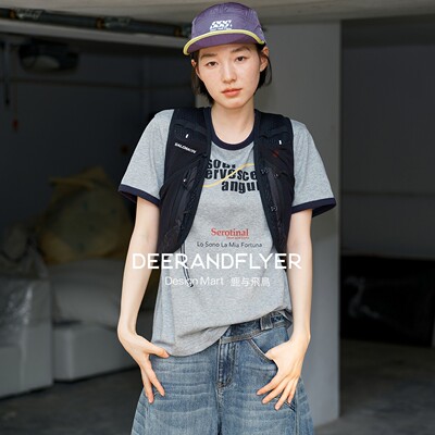 亲肤竹节棉混纺两色宽松印花T恤