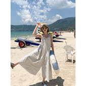 度假风肌理棉蓝白条纹宽松吊带裙裤 鹿与飞鸟 无尽之夏 5920