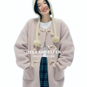 鹿与飞鸟双色双款 羊毛圈圈呢大衣羽绒外套6427 6433寸