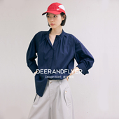 鹿与飞鸟 6742 衬衫 静谧荼蘼 轻薄长绒棉混纺料两色立领八分袖