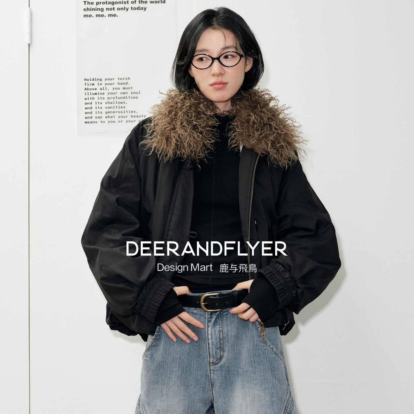 双面穿可拆毛领绗棉派克棉服外套