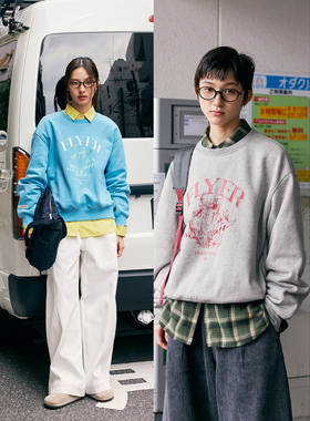 鹿与飞鸟[迷失东京]“FLYER”双色黑科技面料加绒印花卫衣6309夂