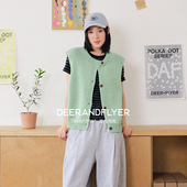 鹿与飞鸟「棉花糖」浅春系镂空钩织圆领叠穿三色针织背心马甲7389