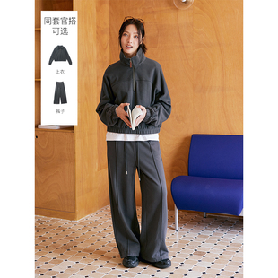 6180廾 6179 鹿与飞鸟松弛感懒人套装 灰色两穿领卫衣卫裤