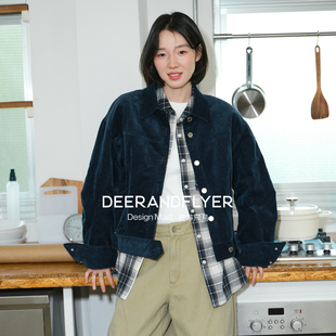 鹿与飞鸟 混棉灯芯绒两色绗棉配腰带棉服外套7032 杜松果&抹茶