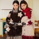 鹿与飞鸟「福气朵朵」含羊毛显瘦两色氛围感撞线小花开衫 外套7319