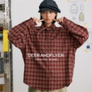 纯棉磨毛休闲叠穿两色格纹衬衫 配领带 7204 长岛记忆 鹿与飞鸟