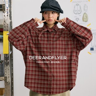 纯棉磨毛休闲叠穿两色格纹衬衫 配领带 7204 长岛记忆 鹿与飞鸟