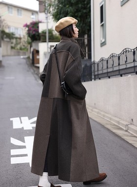 鹿与飞鸟“胡桃市集”冬重磅高品质羊毛呢复古长短款大衣5591