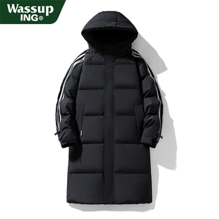 WASSUP ING中长款羽绒服男女90白鸭绒外套过膝潮牌青少年加厚大衣