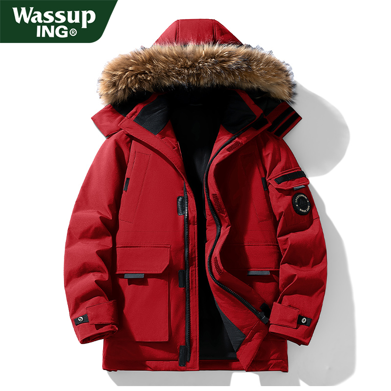 WASSUPING秋冬中长迷彩90羽绒服